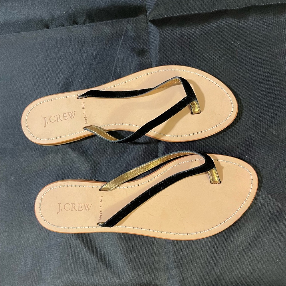NWOT J. Crew Sandals w Black Velvet Straps - Size 7